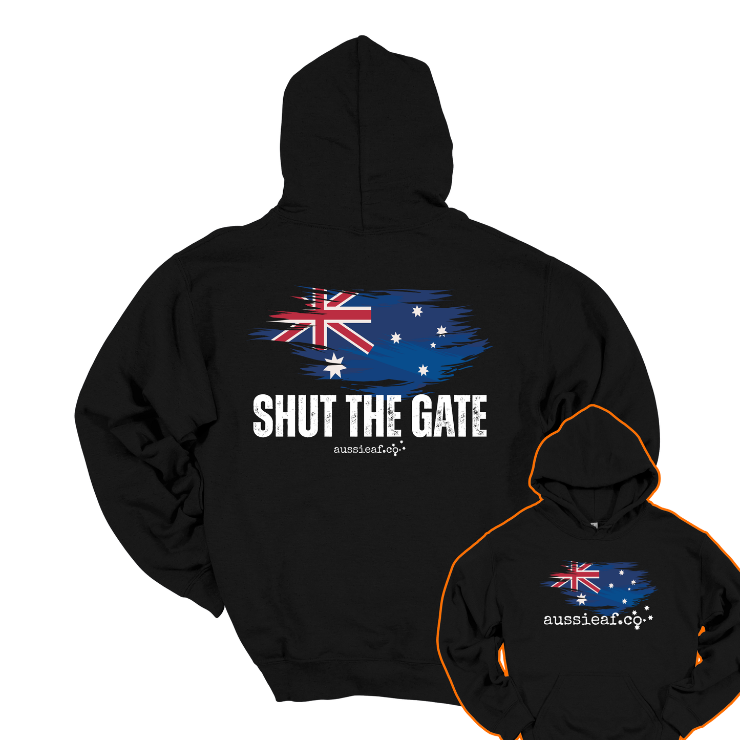 Shut the Gate... Australian Flag Front & Back Print Unisex Heavy Blend Hoodie