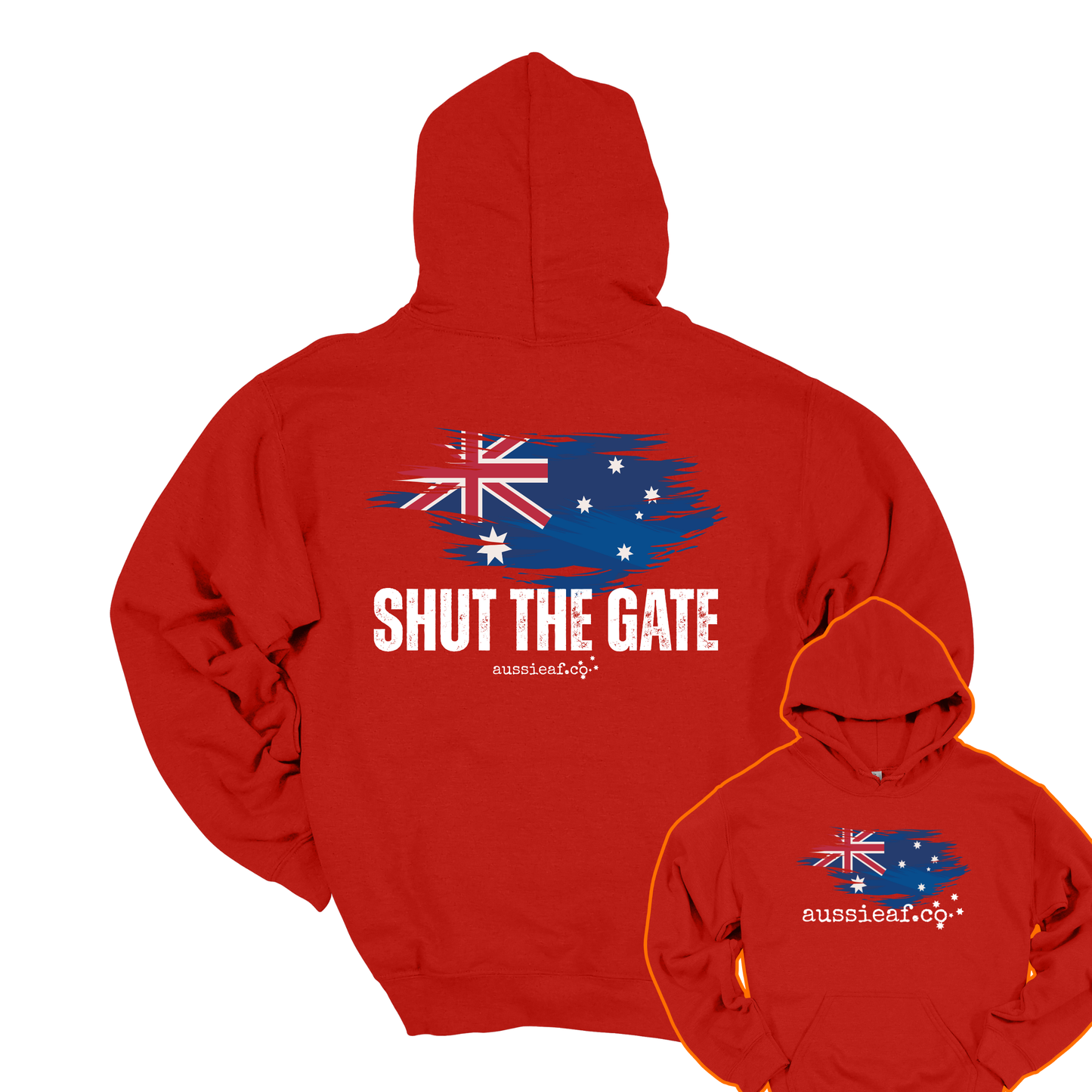 Shut the Gate... Australian Flag Front & Back Print Unisex Heavy Blend Hoodie