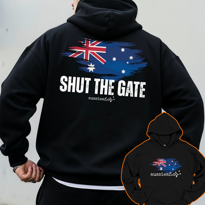 Shut the Gate... Australian Flag Front & Back Print Unisex Heavy Blend Hoodie