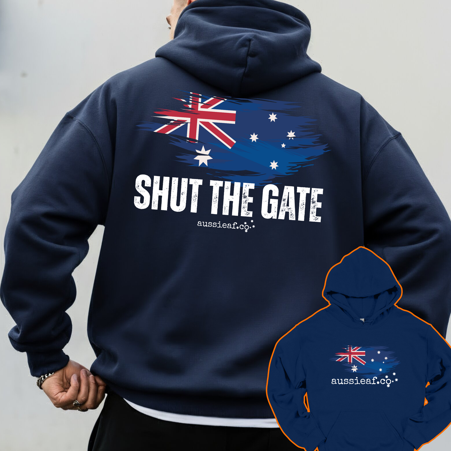 Shut the Gate... Australian Flag Front & Back Print Unisex Heavy Blend Hoodie