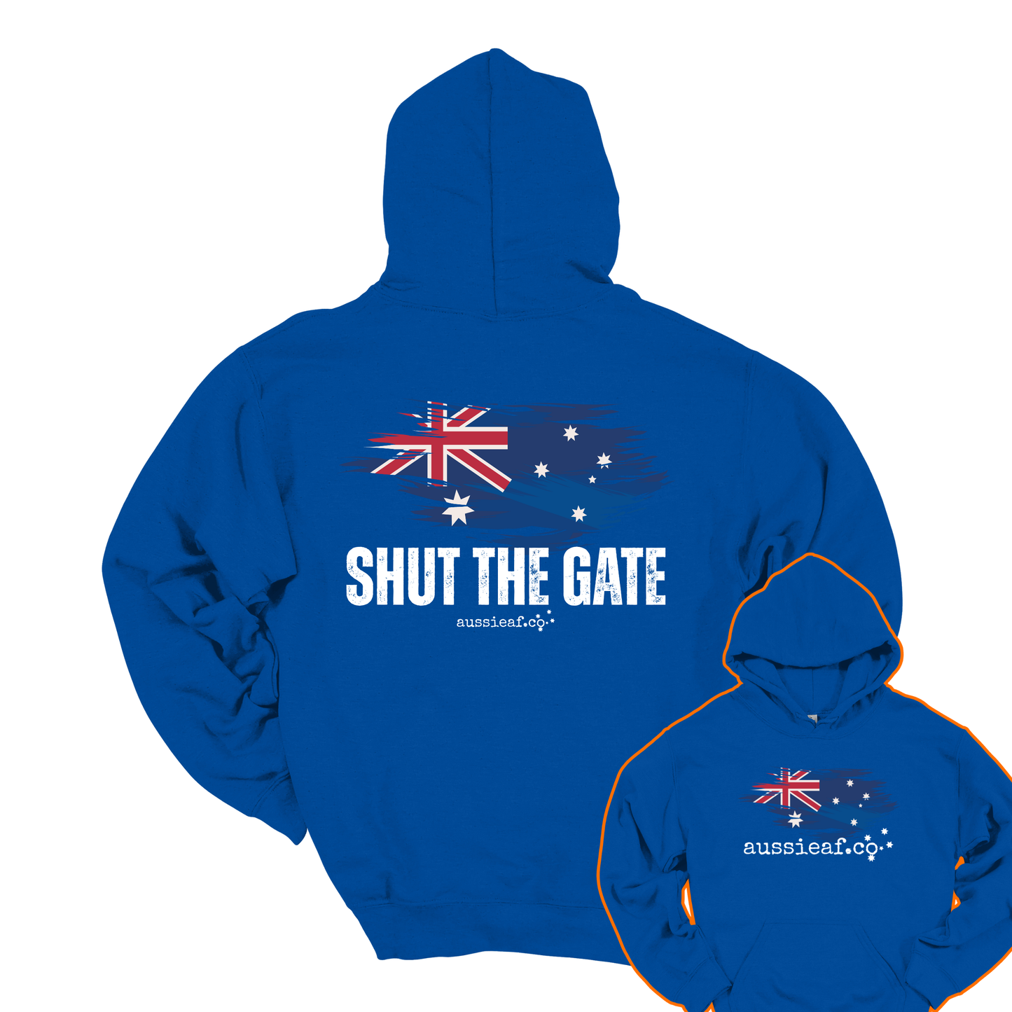 Shut the Gate... Australian Flag Front & Back Print Unisex Heavy Blend Hoodie