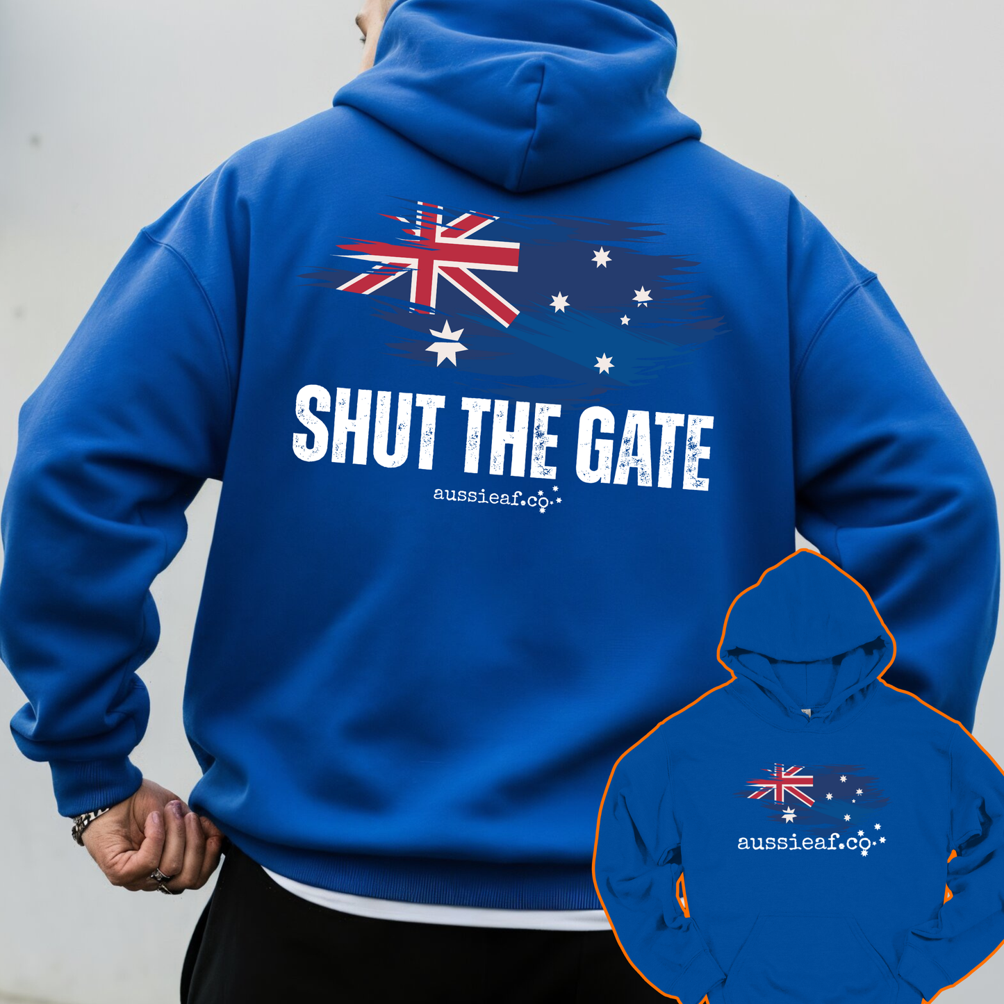 Shut the Gate... Australian Flag Front & Back Print Unisex Heavy Blend Hoodie