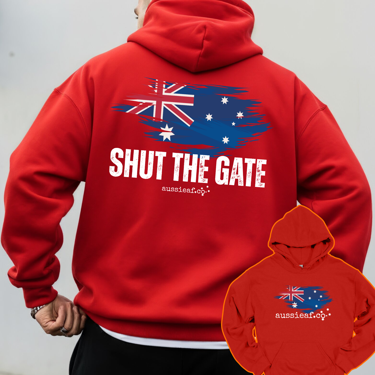 Shut the Gate... Australian Flag Front & Back Print Unisex Heavy Blend Hoodie