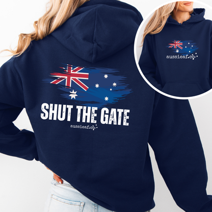 Shut the Gate... Australian Flag Front & Back Print Unisex Heavy Blend Hoodie
