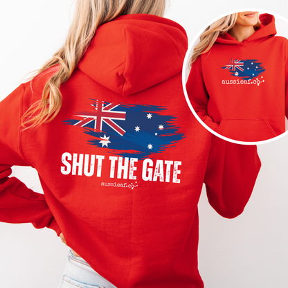 Shut the Gate... Australian Flag Front & Back Print Unisex Heavy Blend Hoodie