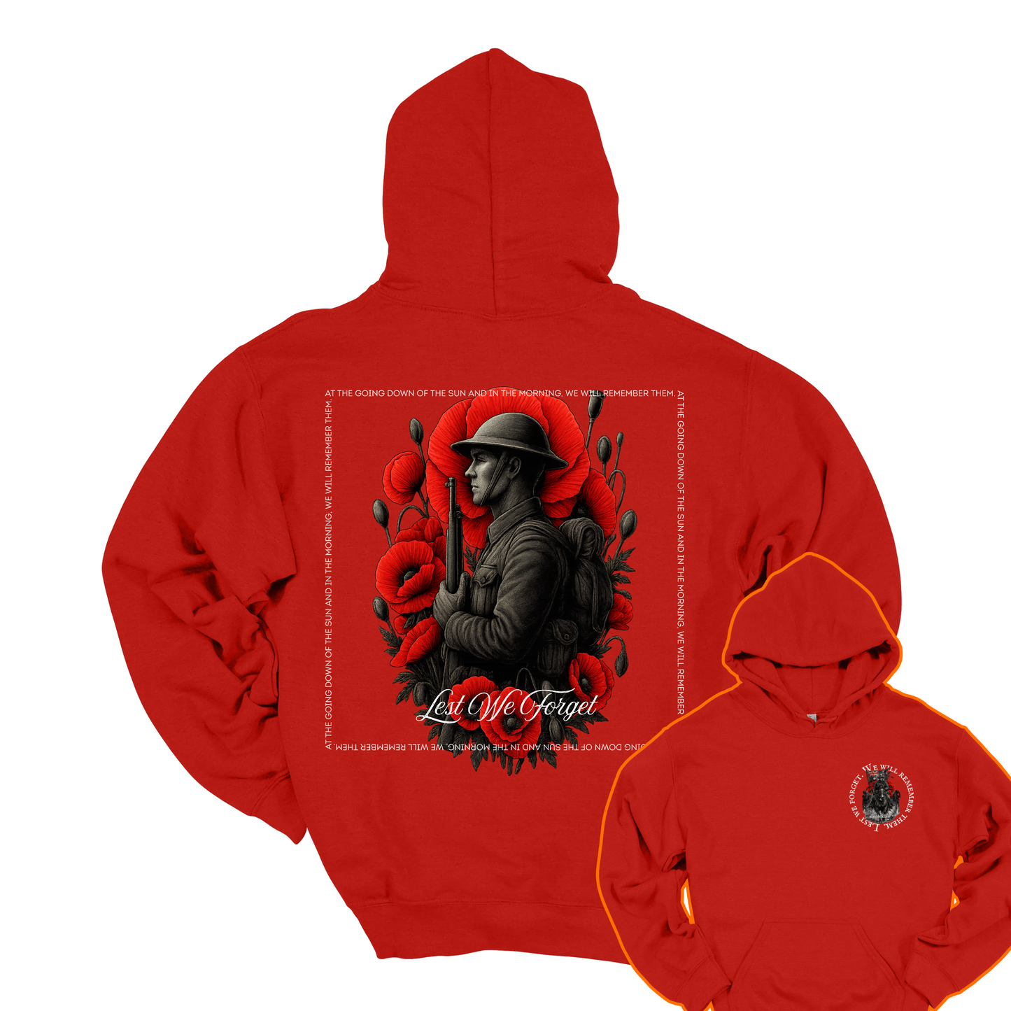 Lest We Forget Remembrance... Australian Flag Front & Back Print Unisex Heavy Blend Hoodie
