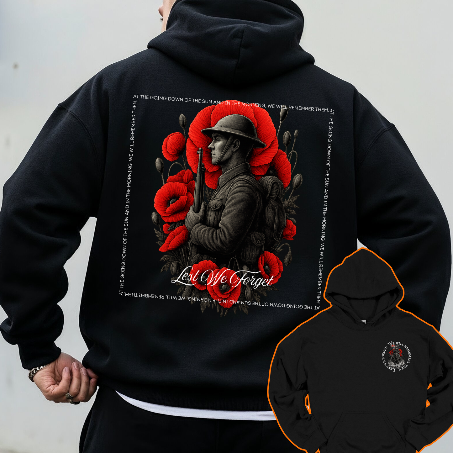 Lest We Forget Remembrance... Australian Flag Front & Back Print Unisex Heavy Blend Hoodie