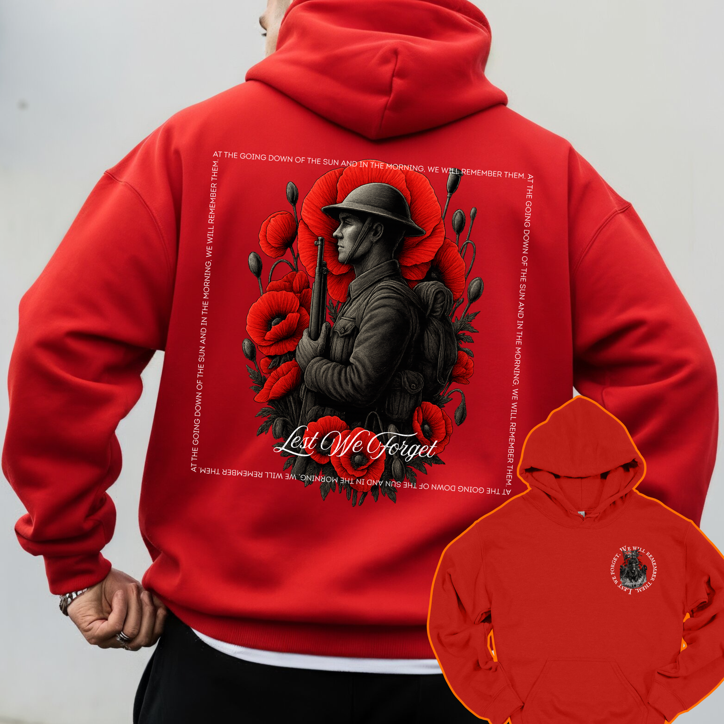 Lest We Forget Remembrance... Australian Flag Front & Back Print Unisex Heavy Blend Hoodie