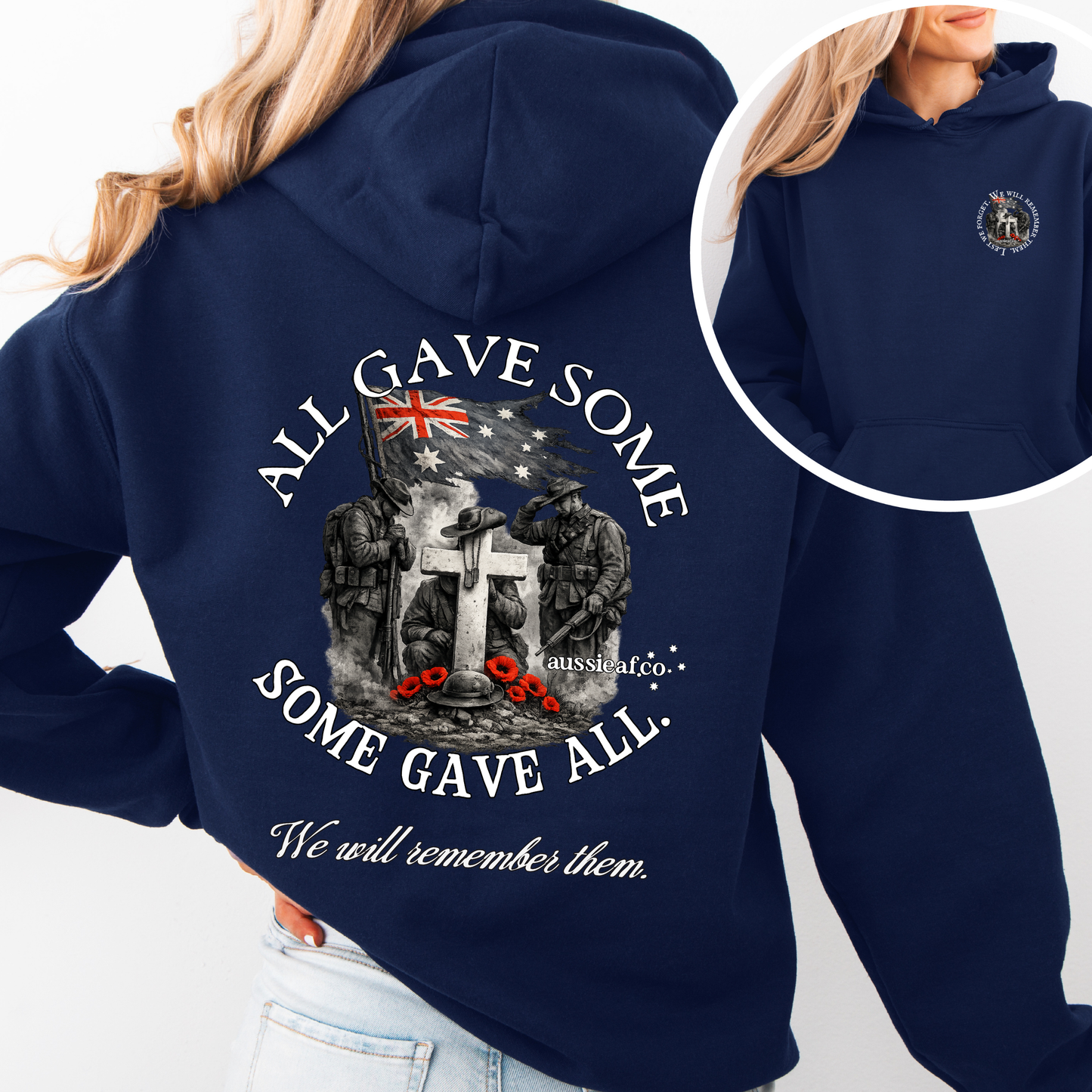 All Gave Some, Some Gave All Remembrance... Australian Memorial Front & Back Print Unisex Heavy Blend Hoodie