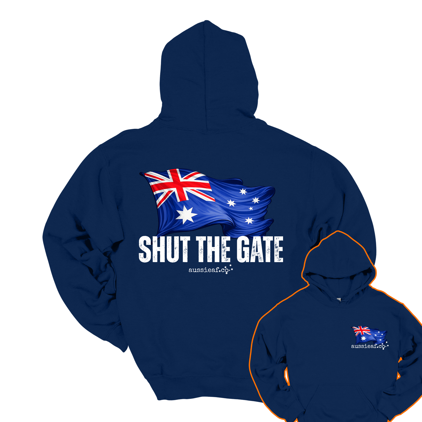 Shut the Gate V2... Australian Flag Front & Back Print Unisex Heavy Blend Hoodie