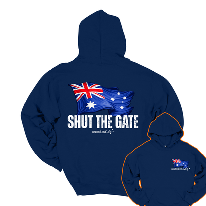 Shut the Gate V2... Australian Flag Front & Back Print Unisex Heavy Blend Hoodie