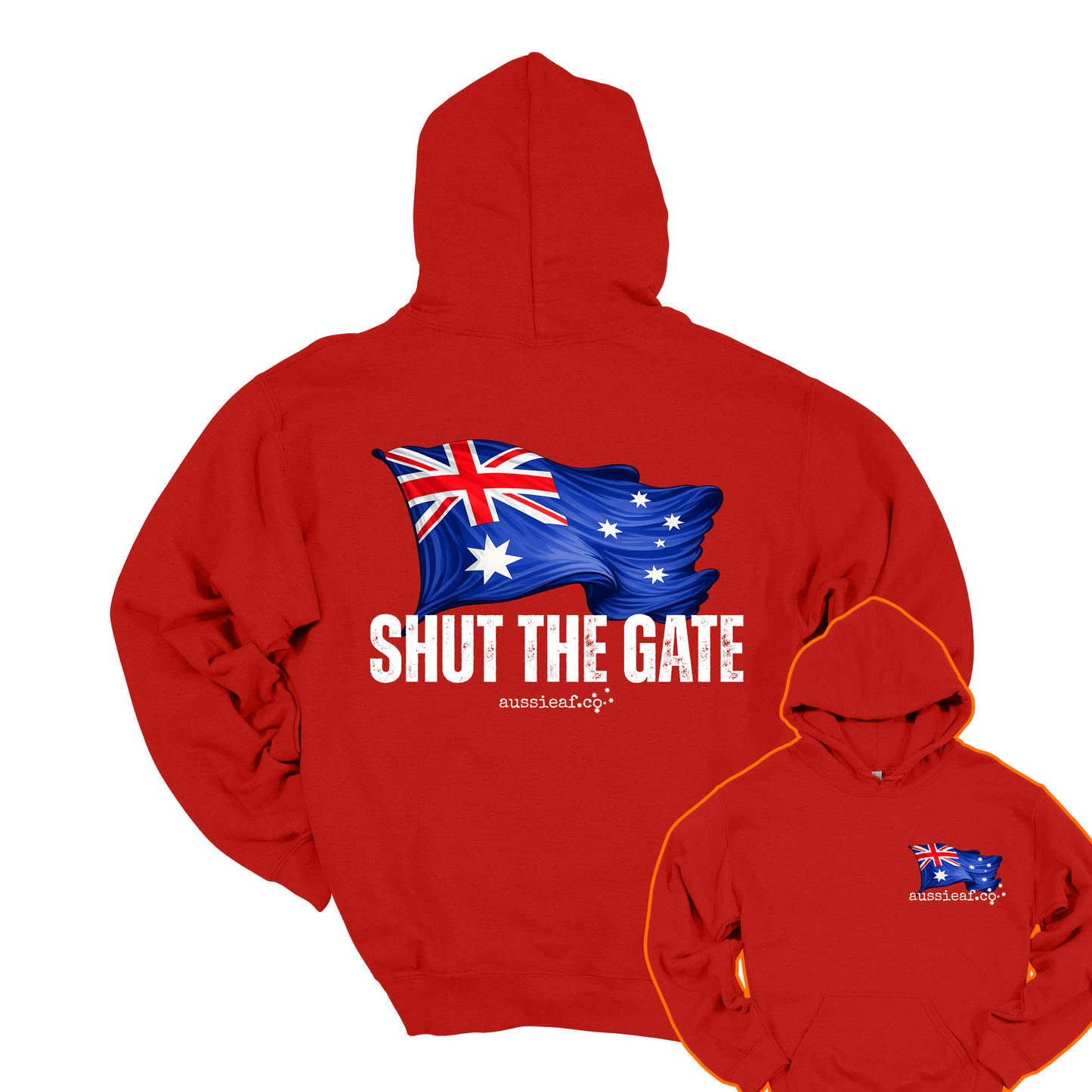 Shut the Gate V2... Australian Flag Front & Back Print Unisex Heavy Blend Hoodie