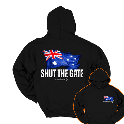 Shut the Gate V2... Australian Flag Front & Back Print Unisex Heavy Blend Hoodie