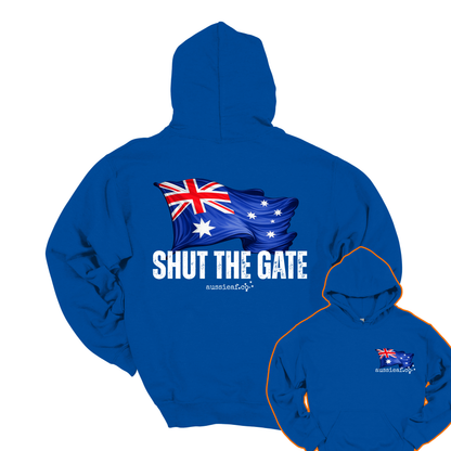 Shut the Gate V2... Australian Flag Front & Back Print Unisex Heavy Blend Hoodie