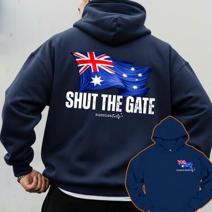 Shut the Gate V2... Australian Flag Front & Back Print Unisex Heavy Blend Hoodie