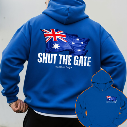 Shut the Gate V2... Australian Flag Front & Back Print Unisex Heavy Blend Hoodie
