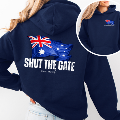 Shut the Gate V2... Australian Flag Front & Back Print Unisex Heavy Blend Hoodie