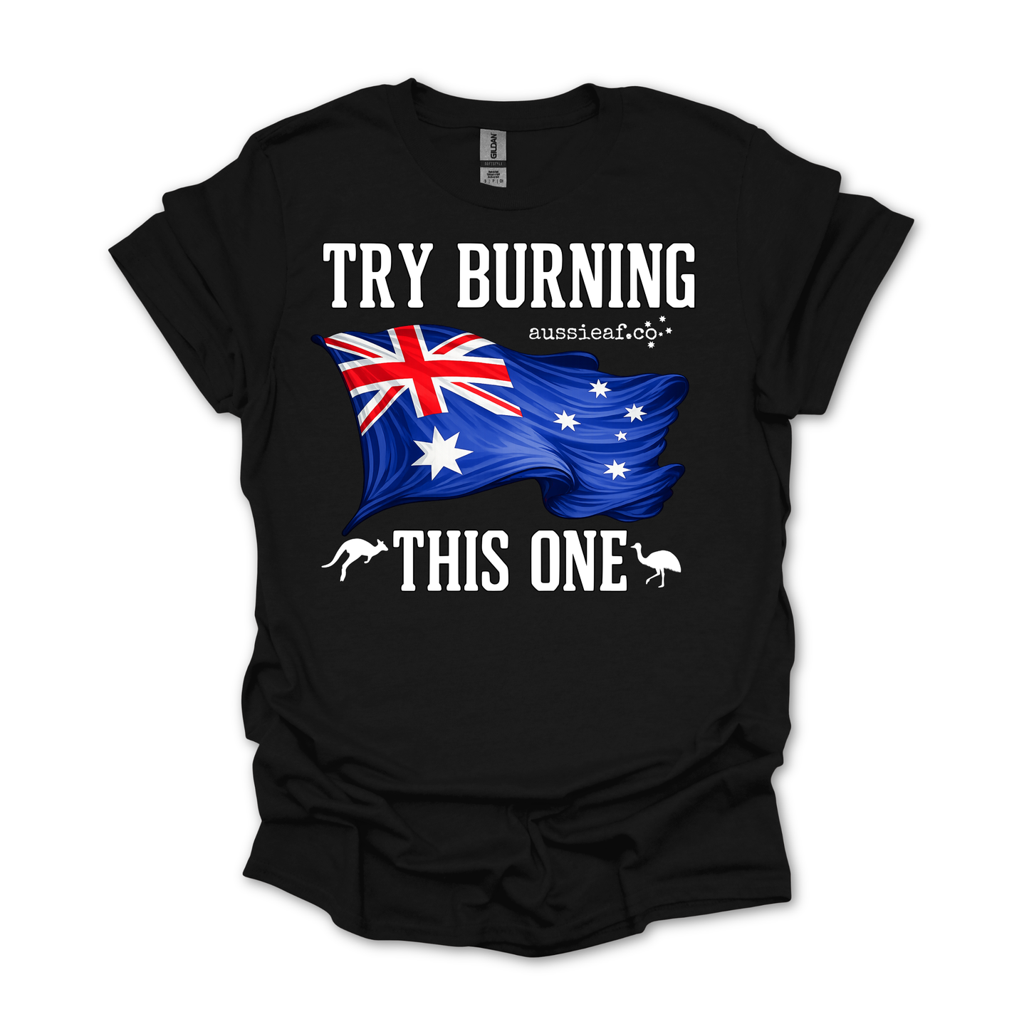 Try Burning This One - Australian Flag Unisex FRONT Print Shirt