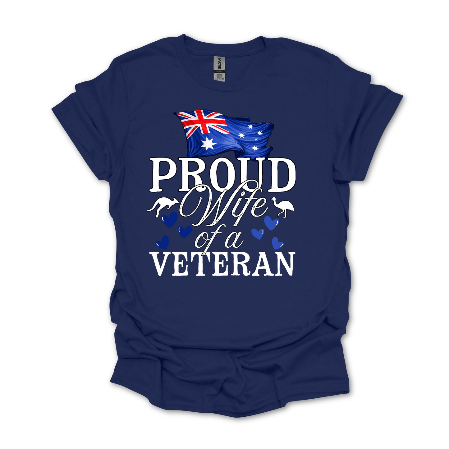 Proud Wife of a Veteran - Australia Flag Unisex FRONT Print Shirt