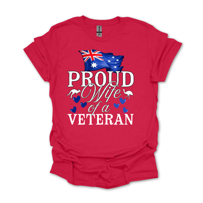 Proud Wife of a Veteran - Australia Flag Unisex FRONT Print Shirt