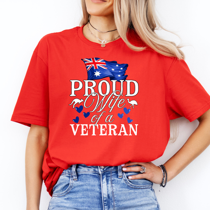 Proud Wife of a Veteran - Australia Flag Unisex FRONT Print Shirt