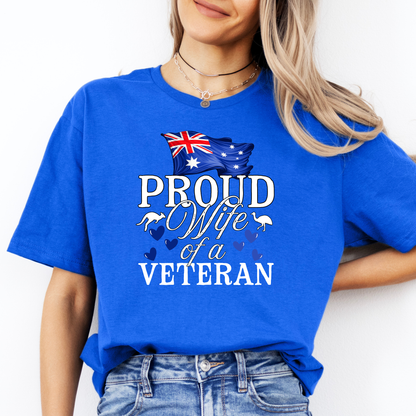 Proud Wife of a Veteran - Australia Flag Unisex FRONT Print Shirt