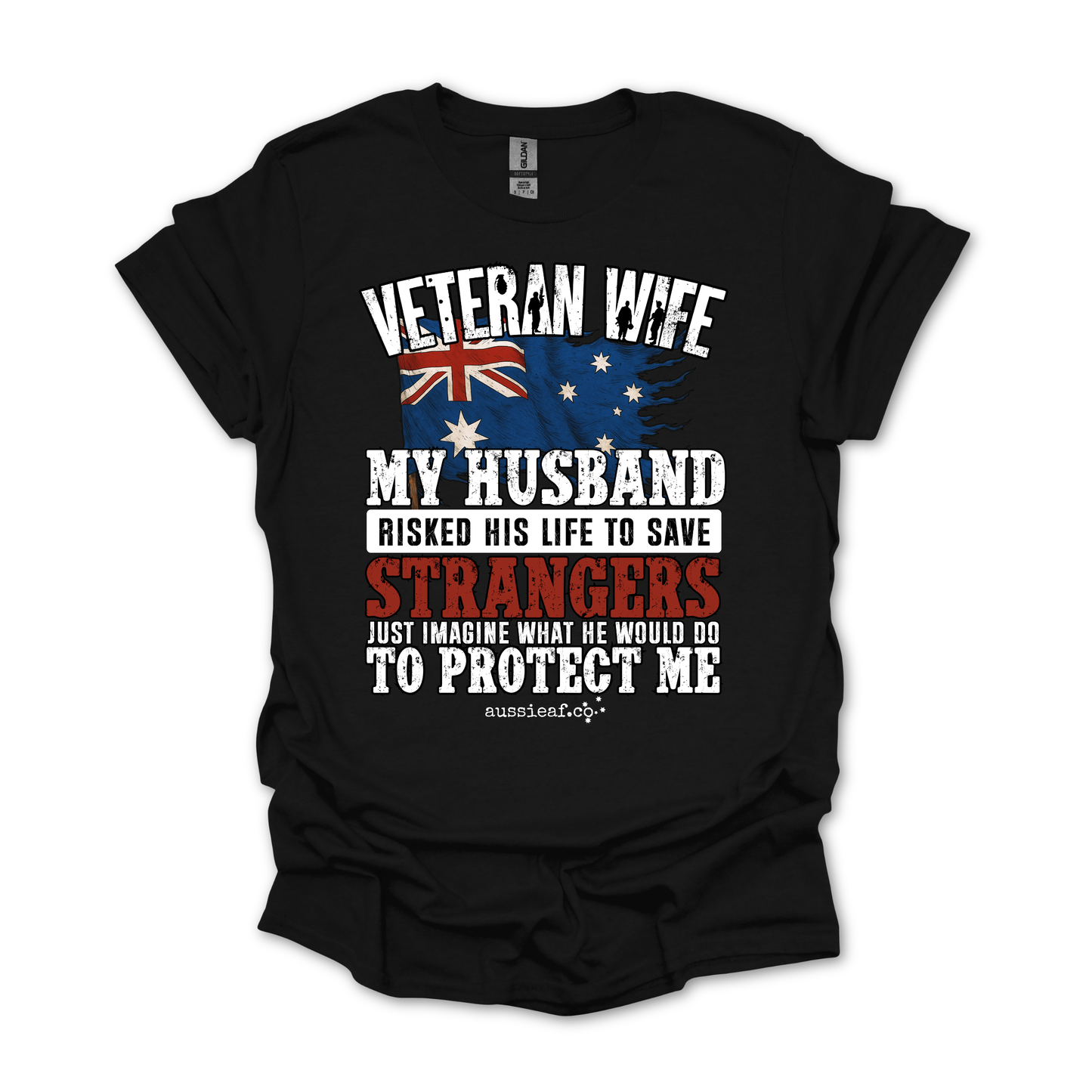 Veteran Wife - Imagine What He'd Do to Protect Me - Australia Flag Unisex FRONT Print Shirt