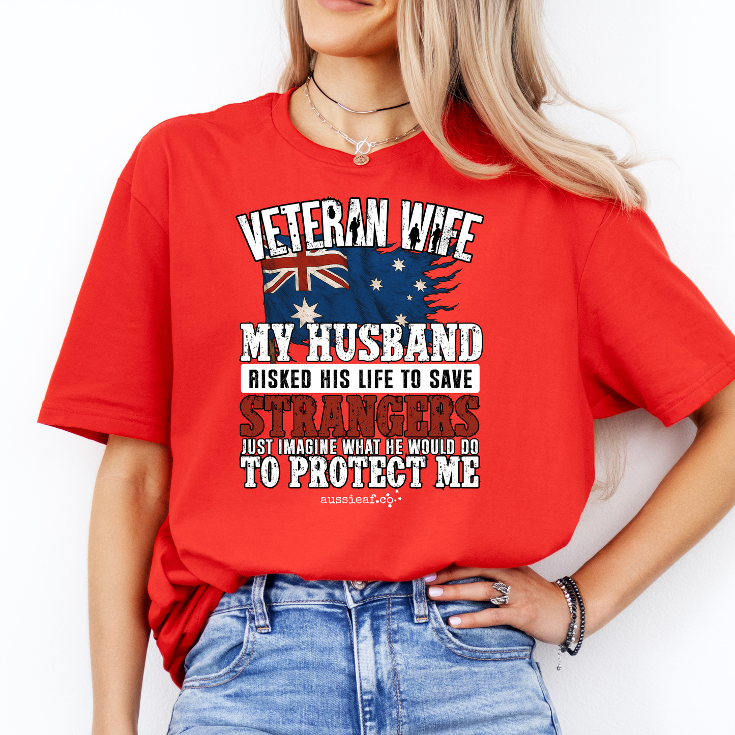 Veteran Wife - Imagine What He'd Do to Protect Me - Australia Flag Unisex FRONT Print Shirt