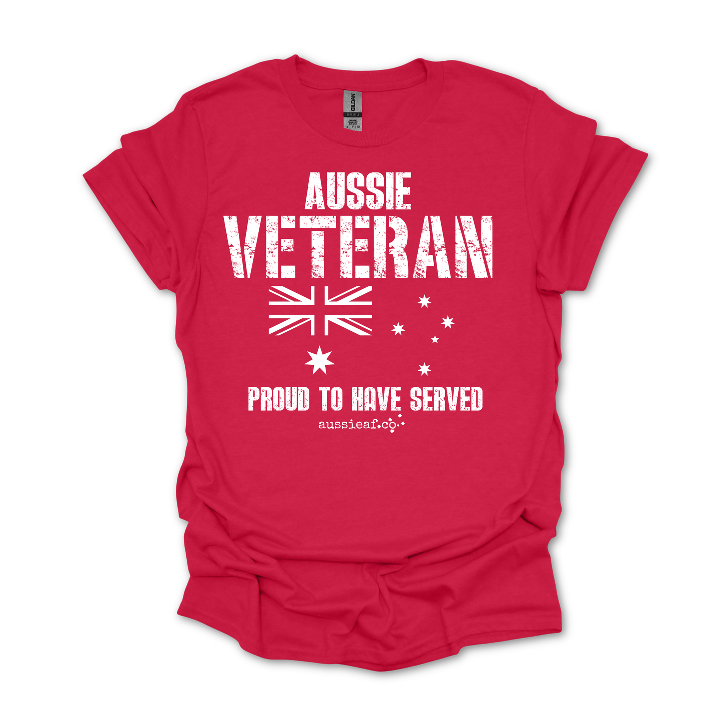 Aussie Veteran - Proud to Have Served - Australia Flag Unisex FRONT Print Shirt