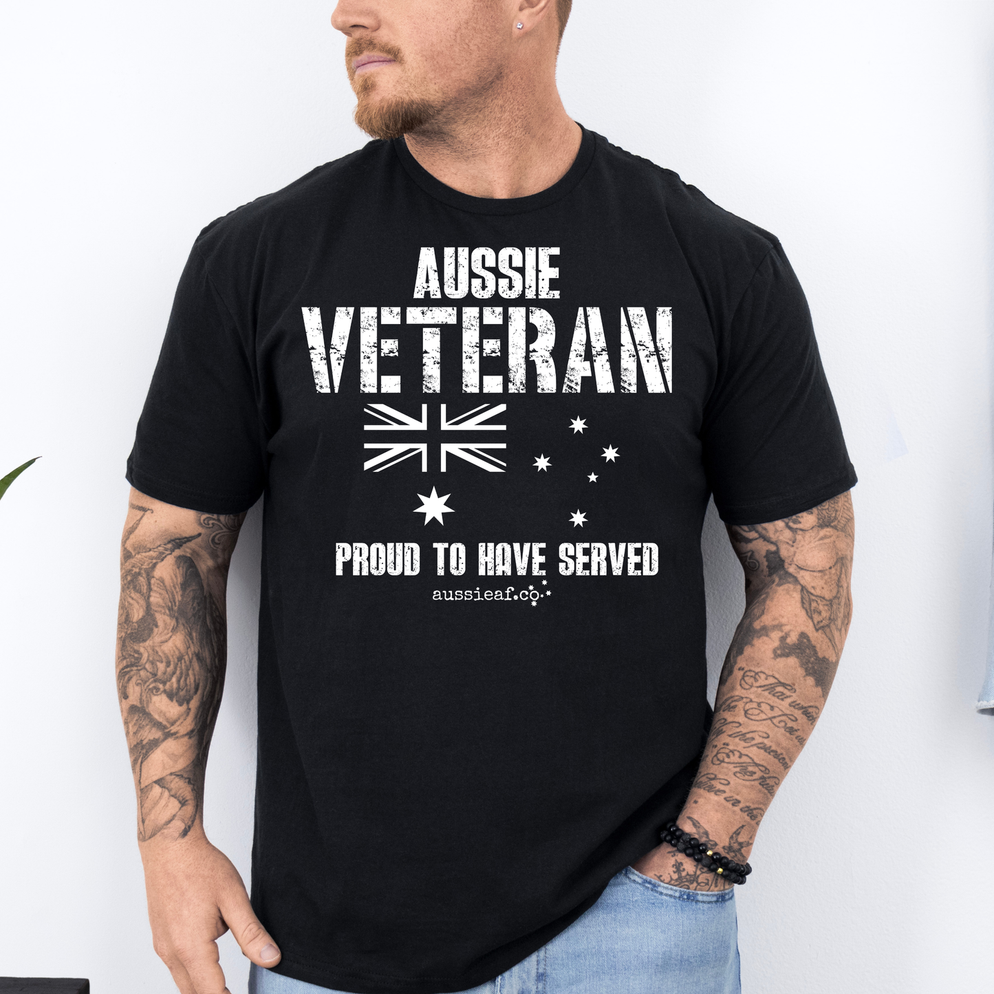 Aussie Veteran - Proud to Have Served - Australia Flag Unisex FRONT Print Shirt