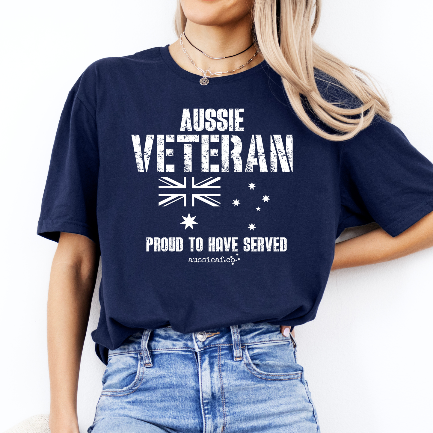 Aussie Veteran - Proud to Have Served - Australia Flag Unisex FRONT Print Shirt