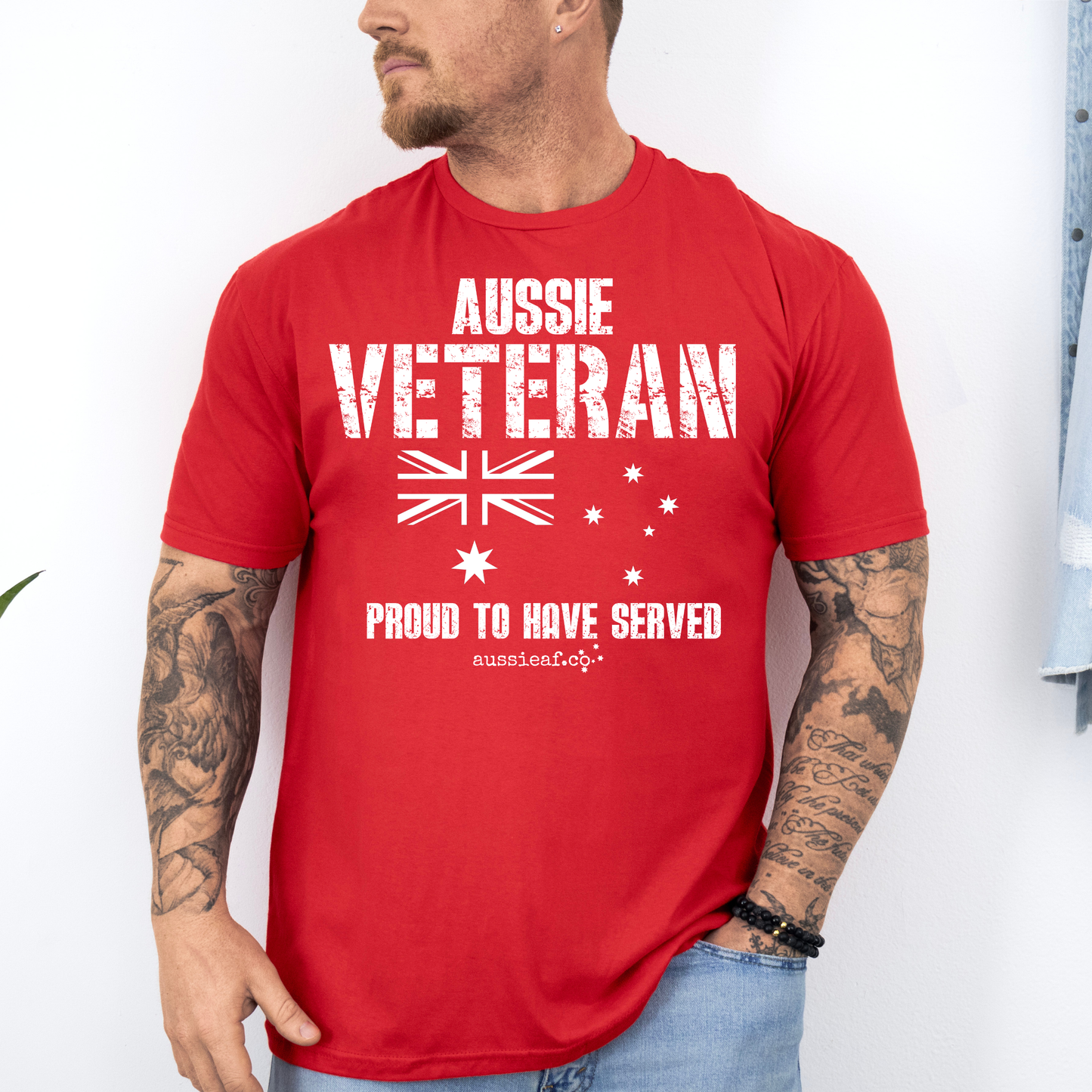Aussie Veteran - Proud to Have Served - Australia Flag Unisex FRONT Print Shirt
