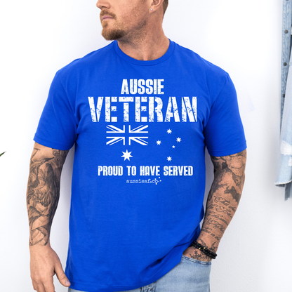 Aussie Veteran - Proud to Have Served - Australia Flag Unisex FRONT Print Shirt