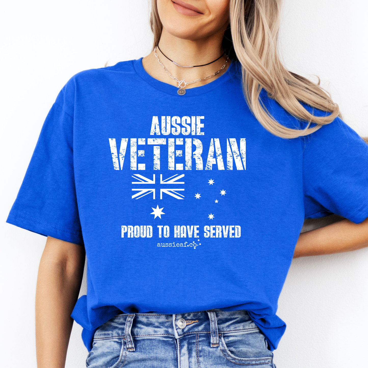 Aussie Veteran - Proud to Have Served - Australia Flag Unisex FRONT Print Shirt