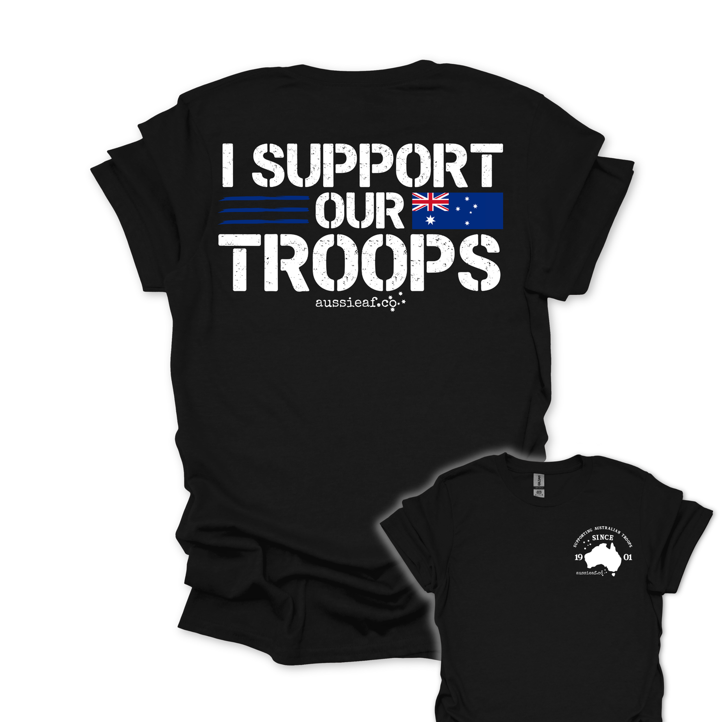 I Support Our Troops -  Australian Flag shirt Unisex Back & Front Print Shirt