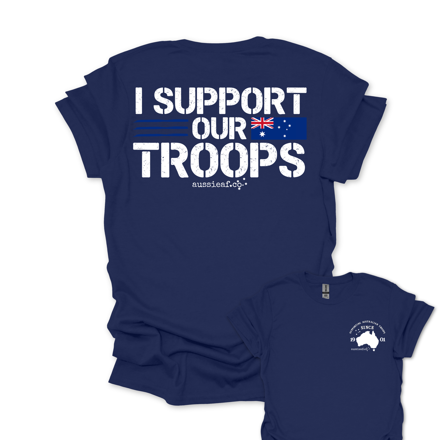 I Support Our Troops -  Australian Flag shirt Unisex Back & Front Print Shirt