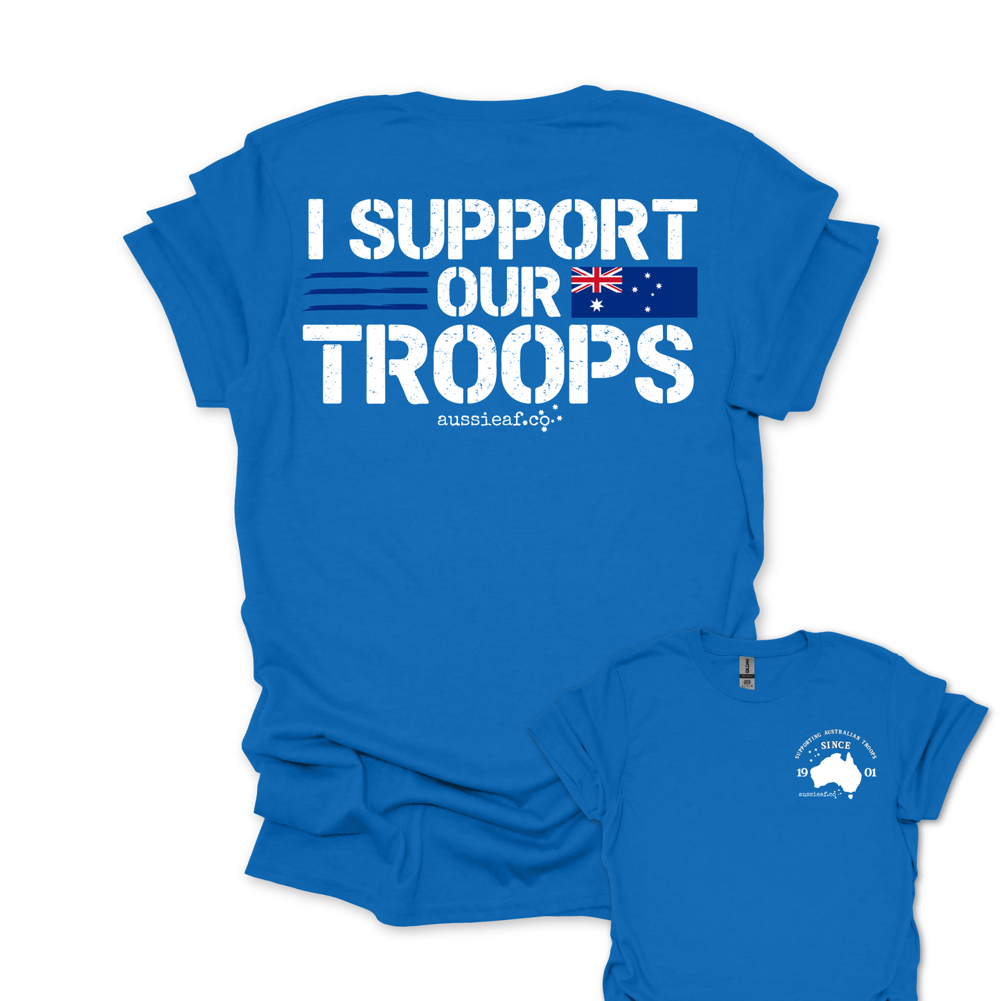 I Support Our Troops -  Australian Flag shirt Unisex Back & Front Print Shirt