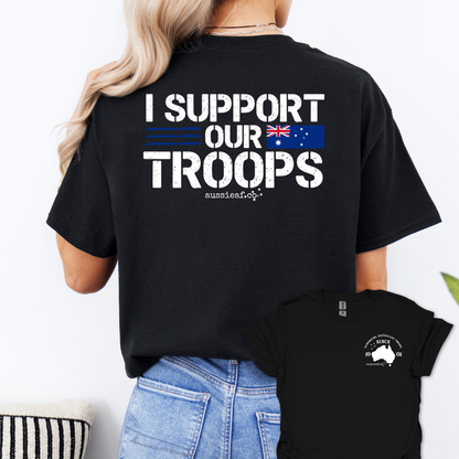I Support Our Troops -  Australian Flag shirt Unisex Back & Front Print Shirt