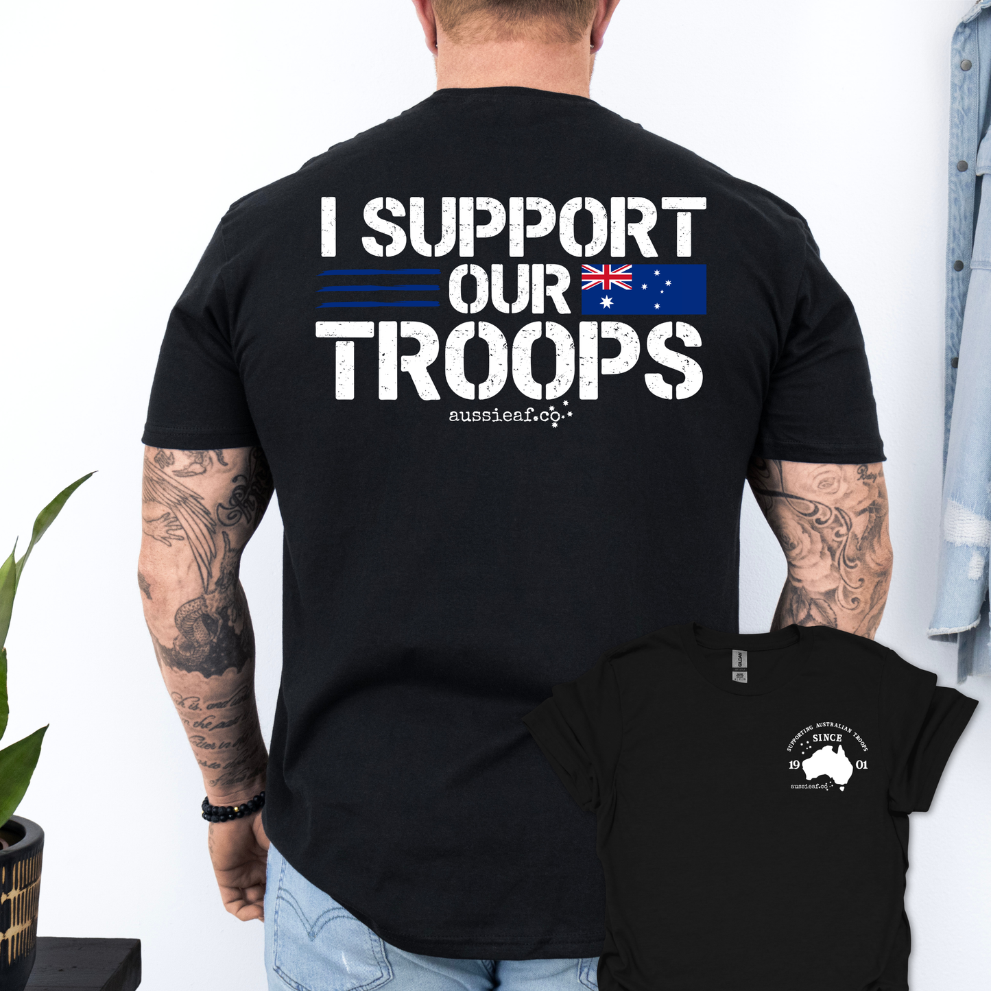 I Support Our Troops -  Australian Flag shirt Unisex Back & Front Print Shirt