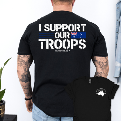 I Support Our Troops -  Australian Flag shirt Unisex Back & Front Print Shirt