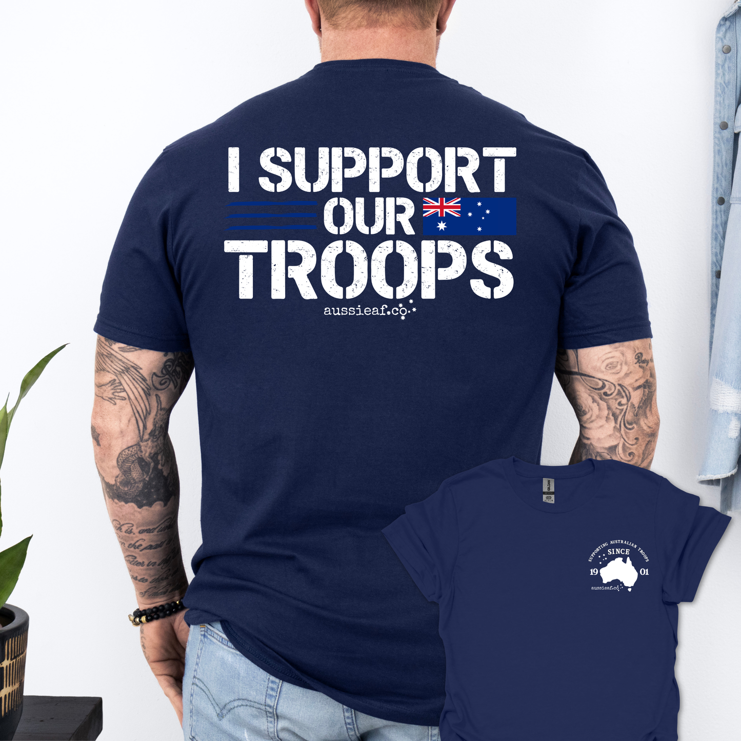 I Support Our Troops -  Australian Flag shirt Unisex Back & Front Print Shirt