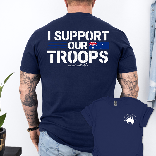 I Support Our Troops -  Australian Flag shirt Unisex Back & Front Print Shirt