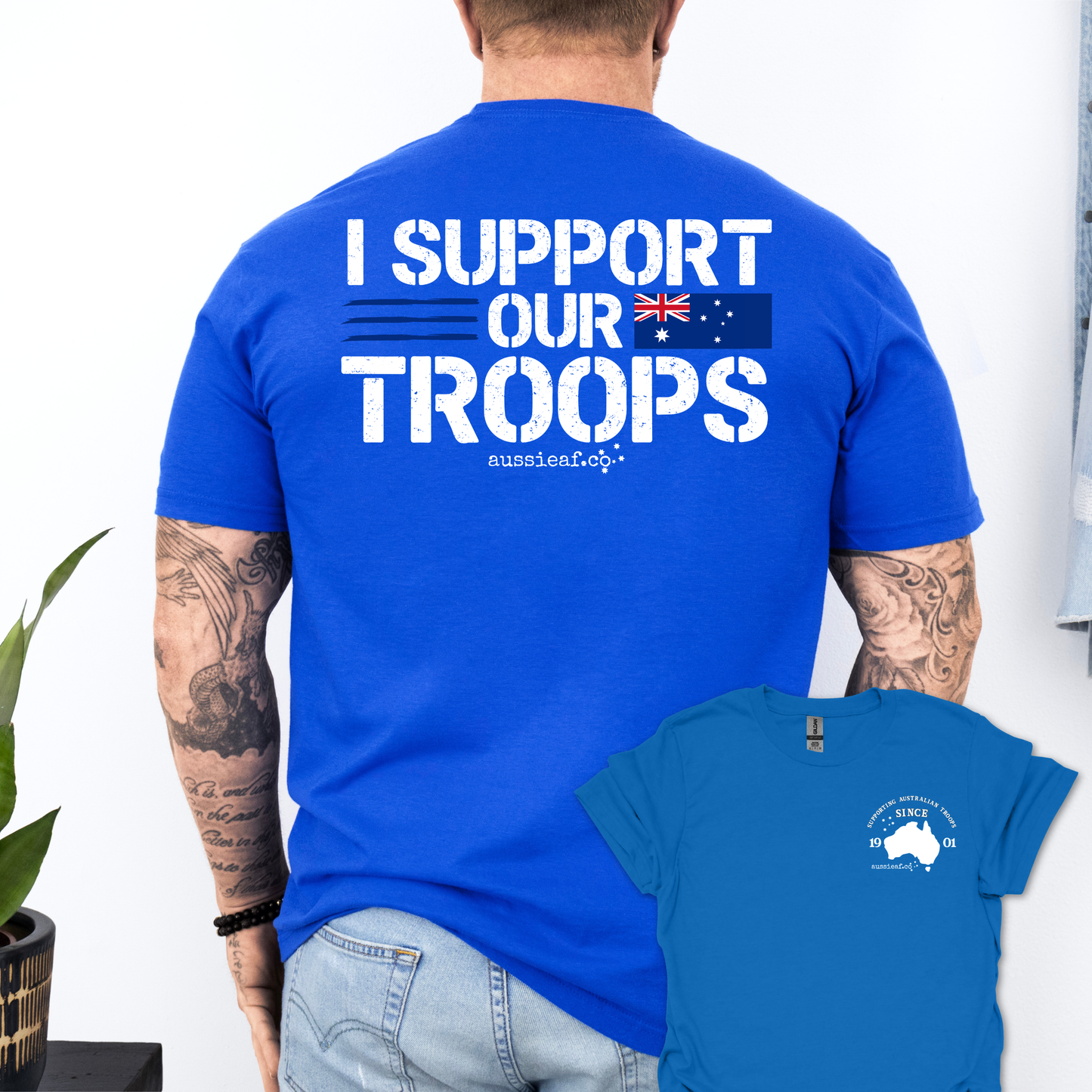 I Support Our Troops -  Australian Flag shirt Unisex Back & Front Print Shirt