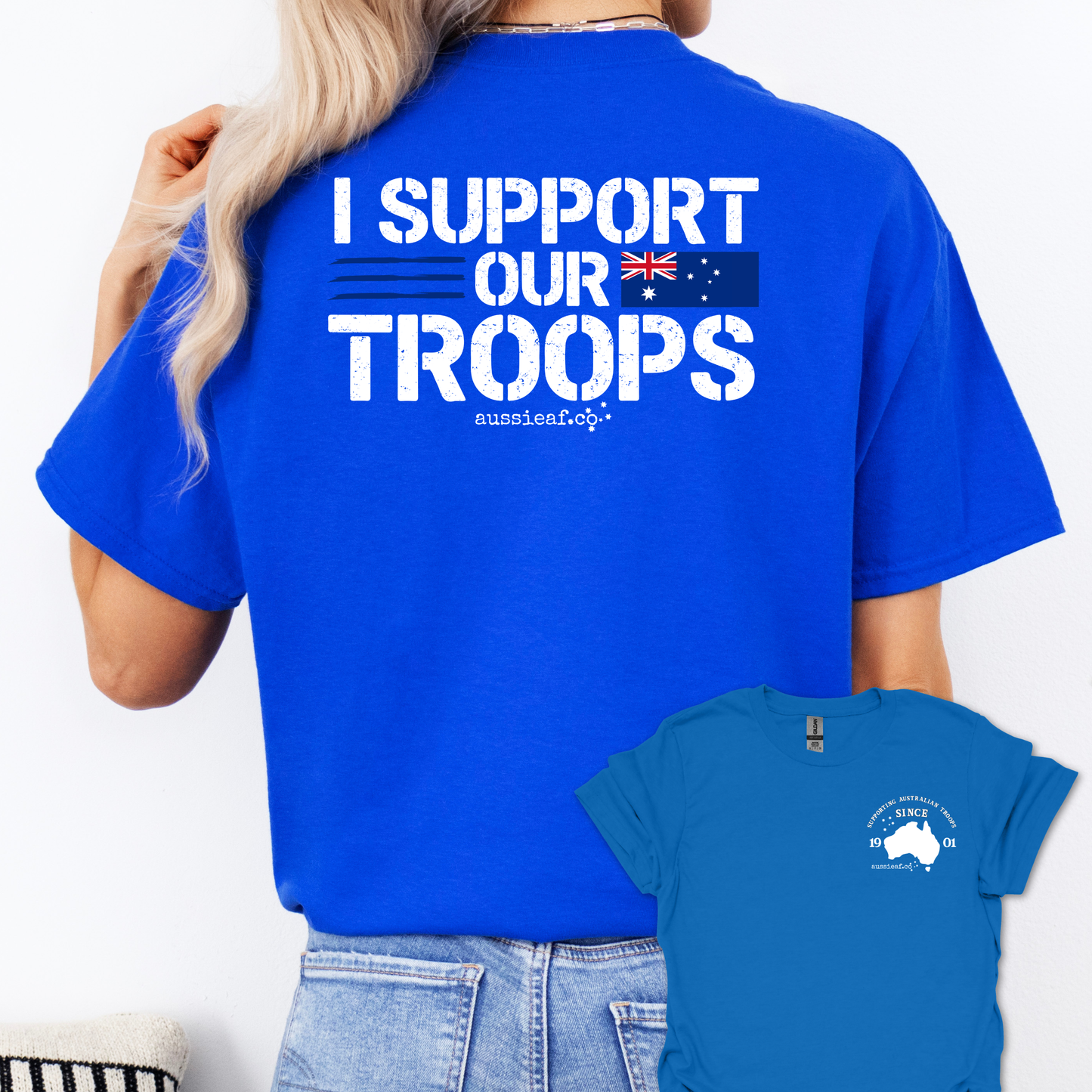 I Support Our Troops -  Australian Flag shirt Unisex Back & Front Print Shirt