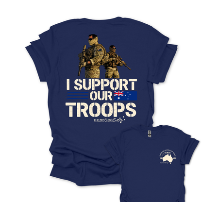 I Support Our Troops -  Aussie Flag shirt Unisex Back & Front Print Shirt