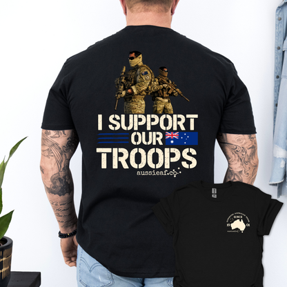 I Support Our Troops -  Aussie Flag shirt Unisex Back & Front Print Shirt