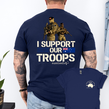 I Support Our Troops -  Aussie Flag shirt Unisex Back & Front Print Shirt