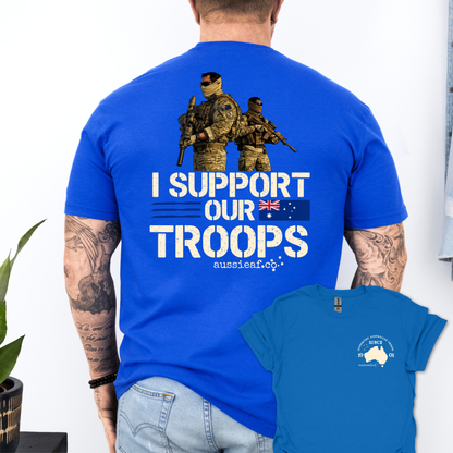 I Support Our Troops -  Aussie Flag shirt Unisex Back & Front Print Shirt