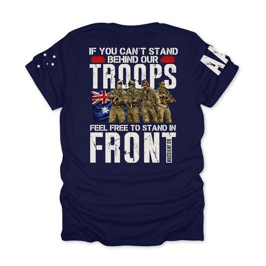 Stand Behind Our Troops Australian Flag Unisex T-Shirt with Sleeve Printing