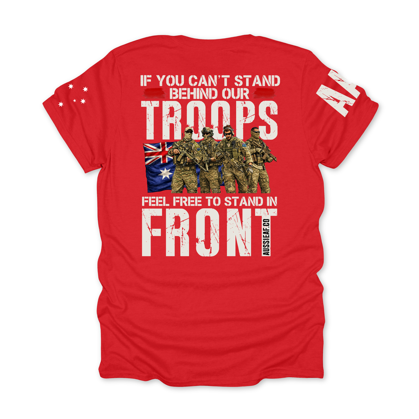 Stand Behind Our Troops Australian Flag Unisex T-Shirt with Sleeve Printing
